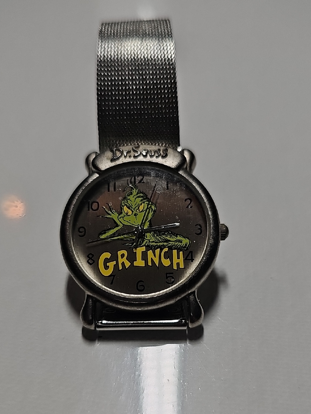 Dr. Seuss Grinch Watch - Green & Yellow Dial with Silver Band